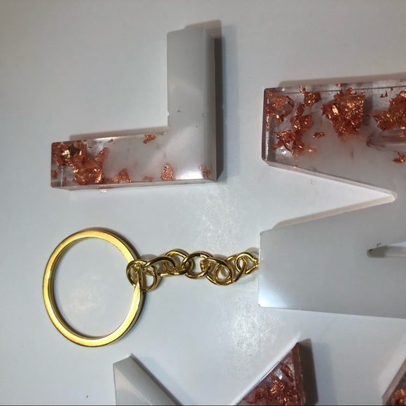 Custom Copper / Rose Gold & White Letter Keychains - Picture 11 of 16